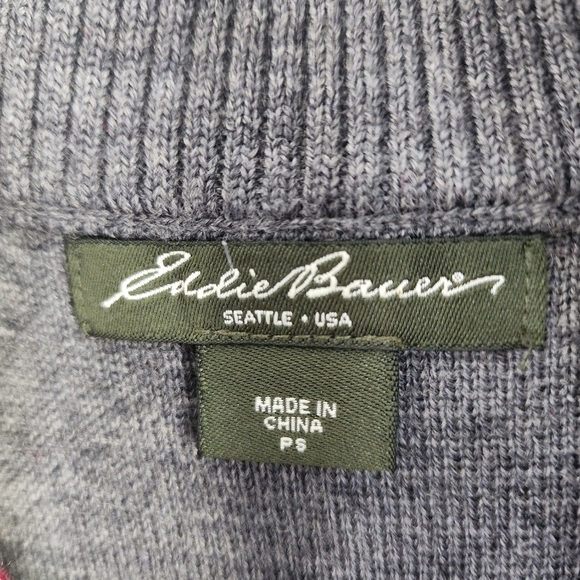 Eddie Bauer Half Zip sweater with Fairisle accents. 100% Merino Wool Size PS - Picture 3 of 6